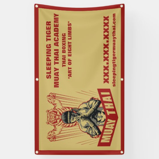 Personaliseer Muay Thai Martial Arts School Groot Spandoek (Verticaal)