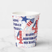 Personaliseer Naam 4th of Juli de Tevreden Reeks v Papieren Bekers (Links)