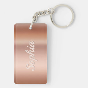Personaliseer naam & bericht, Rose Goud Sleutelhanger