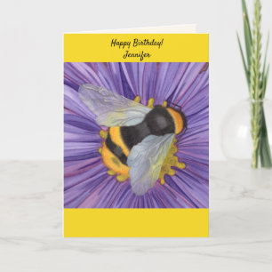 Personaliseer NAAM Bijen Honeybee Birthday Kaart