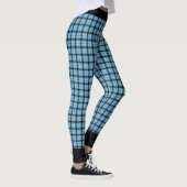 Personaliseer Naam Blauw Zwart Plaid, Zwarte Trim Leggings (Rechts)