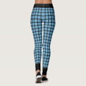 Personaliseer Naam Blauw Zwart Plaid, Zwarte Trim Leggings (Achterkant)