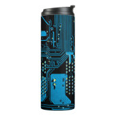 Personaliseer naam, blauwe printplaat, zwart thermosbeker (Gedraaid links)