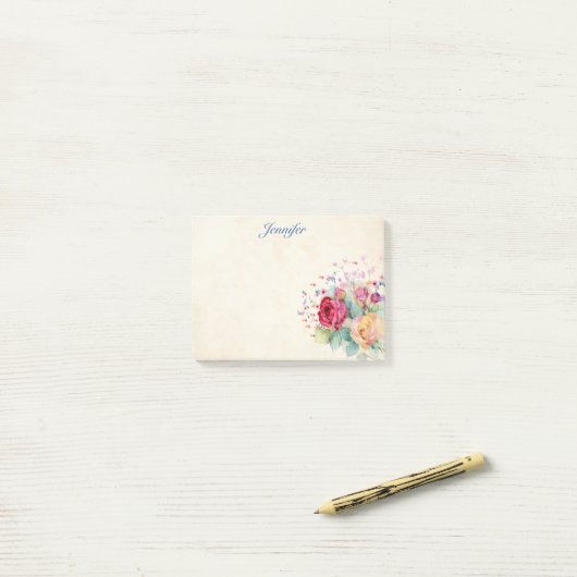 Personaliseer Naam Bouquet van Bloemen Post-it® Notes (Op bureau)