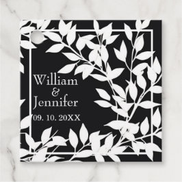 Personaliseer naam, datum Elegante zwarte en witte Bedankjes Labels