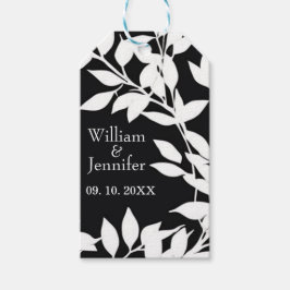 Personaliseer naam, datum Elegante zwarte en witte Cadeaulabel