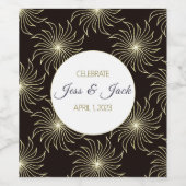 Personaliseer Naam/Datum Zwart & Gouden Spiraalvor Wijn Etiket (Enkel label)