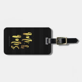 Personaliseer naam Elegant Mr & Mrs Black Stripes Bagagelabel (Voorkant horizontaal)