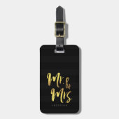 Personaliseer naam Elegant Mr & Mrs Black Stripes Bagagelabel (Voorkant verticaal)