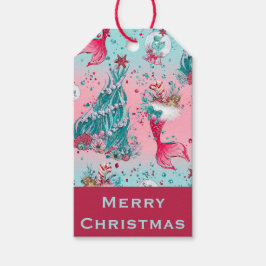 Personaliseer naam en begroeting Zeemeermin en vri Cadeaulabel