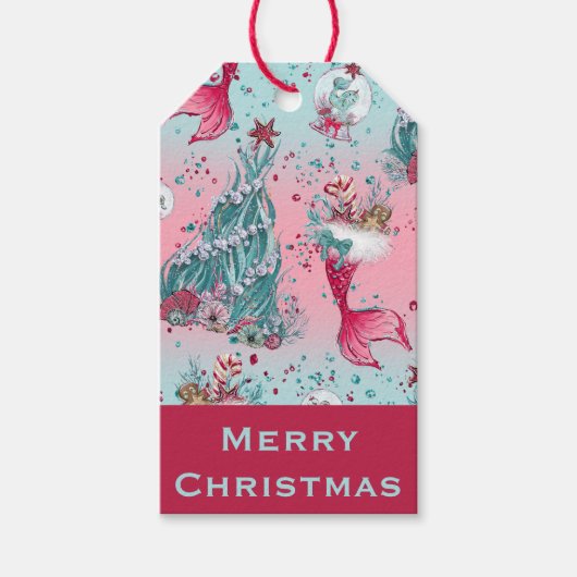 Personaliseer naam en begroeting Zeemeermin en vri Cadeaulabel (Voorkant)