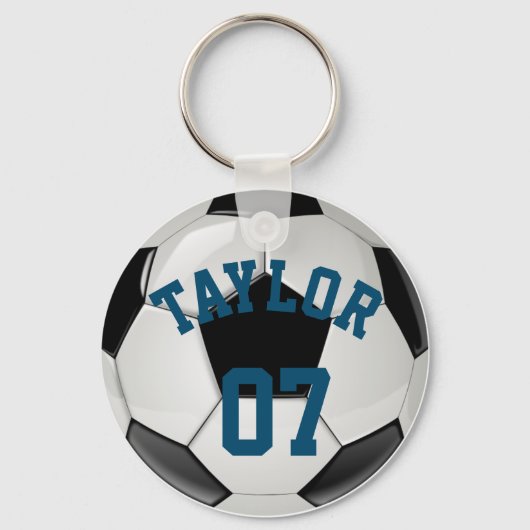 Personaliseer naam en nummer van voetballer sleutelhanger (Voorkant)