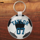 Personaliseer naam en nummer van voetballer sleutelhanger (Voorkant)