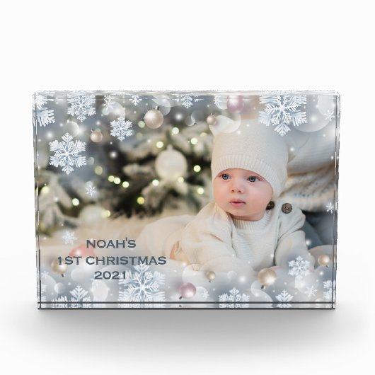 Personaliseer Naam & Foto Baby's Eerste Kerstmis 8 (Voorkant)