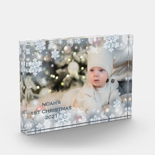 Personaliseer Naam & Foto Baby's Eerste Kerstmis 8 (Links)