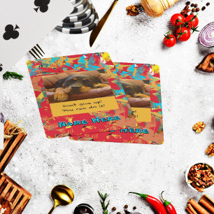 Personaliseer Naam & Foto Cut Rotty Puppy Pokerkaarten