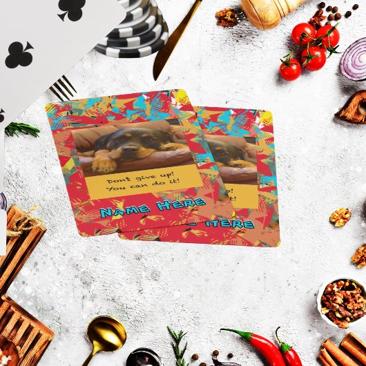 Personaliseer Naam & Foto Cut Rotty Puppy Pokerkaarten