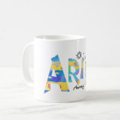 Personaliseer naam-Fun ARIES Birthday Zodiac Mok (Voorkant links)