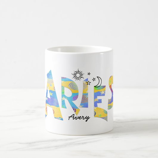 Personaliseer naam-Fun ARIES Birthday Zodiac Mok (Center)