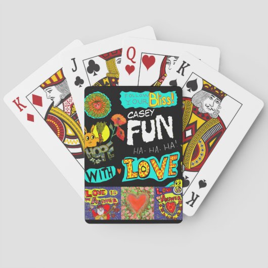 Personaliseer NAAM Fun Trendy Cartoon Collage Pokerkaarten (Achterkant)