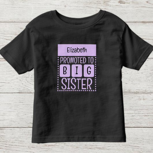Personaliseer naam grote zus paars kinder shirts