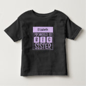 Personaliseer naam grote zus paars kinder shirts (Voorkant)
