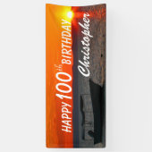 Personaliseer Naam Happy 100th Birthday Gevist Boo Spandoek (Verticaal)