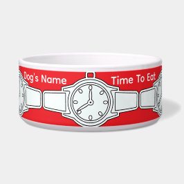Personaliseer naam hond Tijd om te eten Rood Voerbakje