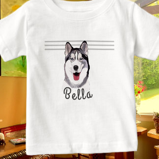 Personaliseer Naam Husky Multimedia Baby T-shirt