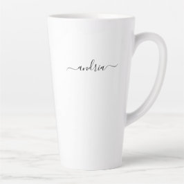 Personaliseer naam in zwarte scriptletter latte mok
