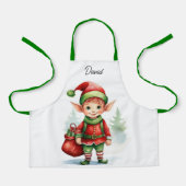 Personaliseer Naam Kerst elf met zak van geschenke Schort (Voorkant)