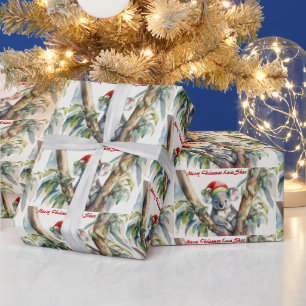 Personaliseer Naam Kerst Koala in gumtree Cadeaupapier