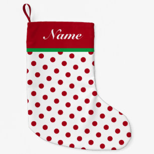 Personaliseer Naam Kerst Stocking Red Polka Dots Kleine Kerstsok