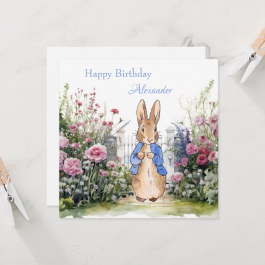 Personaliseer Naam kind toevoegen Peter het Konijn Kaart (Voorkant / Achterkant in situ)