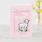 Personaliseer Naam Kleindochter Doop Roze Meisje Kaart (Gele Bloem)