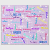 Personaliseer Naam Kleurrijke Verjaardagspartij Pa Cadeaupapier (Vlak)