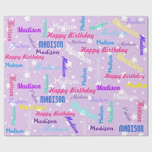 Personaliseer Naam Kleurrijke Verjaardagspartij Pa Cadeaupapier (Vlak)