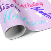 Personaliseer Naam Kleurrijke Verjaardagspartij Pa Cadeaupapier (Rol Hoek)