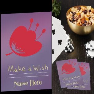 Personaliseer naam, magische rode bloem, Paarse BK Pokerkaarten