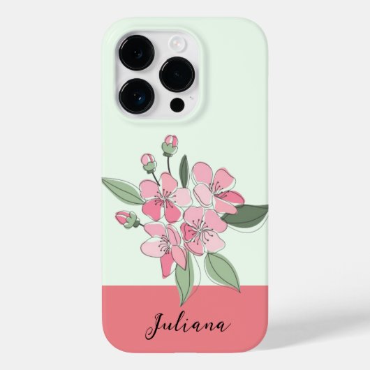 Personaliseer naam Modern Floral Case-Mate iPhone Case (Achterkant)