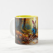 Personaliseer Naam Peter Easter Eggs Basket Tweekleurige Koffiemok (Voorkant links)