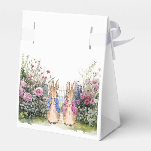 Personaliseer Naam Peter en Flopsy in bloementuin Bedankdoosjes (Achterkant)
