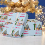 Personaliseer Naam Peter het Konijn Eerste Kerstmi Cadeaupapier<br><div class="desc">Personaliseren en een naam toevoegen. Peter de Konijn Eerste Kerstdag met een kerstboom en cadeaus</div>