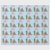 Personaliseer Naam Peter het Konijn Eerste Kerstmi Cadeaupapier (Vlak)
