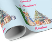 Personaliseer Naam Peter het Konijn Eerste Kerstmi Cadeaupapier (Rol Hoek)