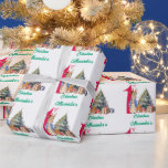 Personaliseer Naam Peter het Konijn Eerste Kerstmi Cadeaupapier<br><div class="desc">Personaliseren en een naam toevoegen. Peter de Konijn Eerste Kerstdag met een kerstboom en cadeaus</div>