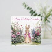 Personaliseer Naam Peter het Konijn Roze Jasje Kaart (Staand voorkant)