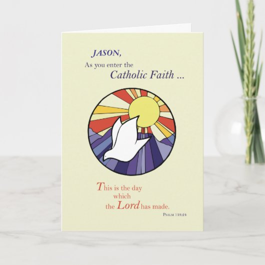 Personaliseer naam, RCIA-duivenkring op geel, Klan Kaart (Voorkant)