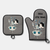 Personaliseer Naam Robot Voetbal Team Speler Ovenwant & Pannenlap Set (Voorkant)