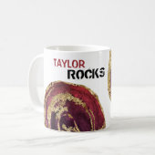 *~* Personaliseer NAAM Rock Agates Gold Glitter Koffiemok (Voorkant links)